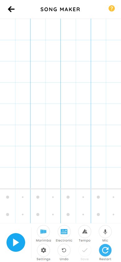 Chrome Music Lab Song Maker on a phone-sized screen with two rows of buttons