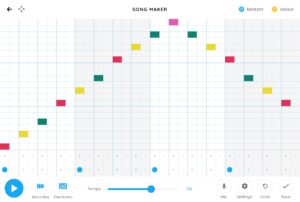 Chrome Music Lab Song Maker grid set to three octaves with a rising and falling C major arpeggio