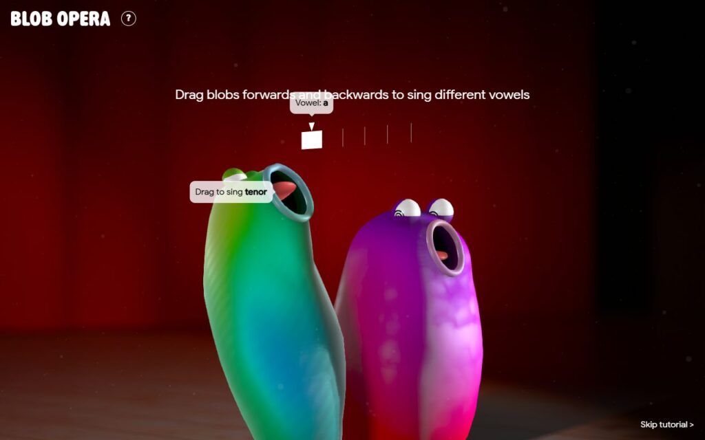 The tenor blob singing the vowel a with its mouth wide open while the bass harmonizes