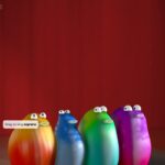 All four Blob Opera singers lined up on stage: soprano, mezzo-soprano, tenor and bass