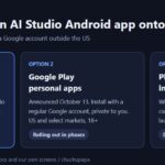 Three ways to get a Google AI Studio Android app onto your phone: USB install, Google Play personal apps, Play Console internal testing